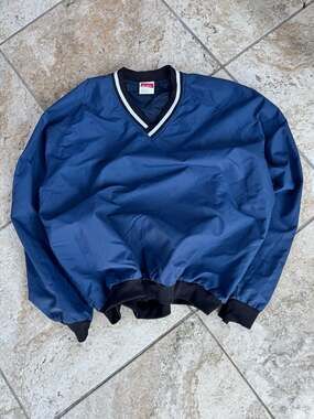 Rawlings Vintage Nylon V-Neck Pullover Windbreaker Jacket